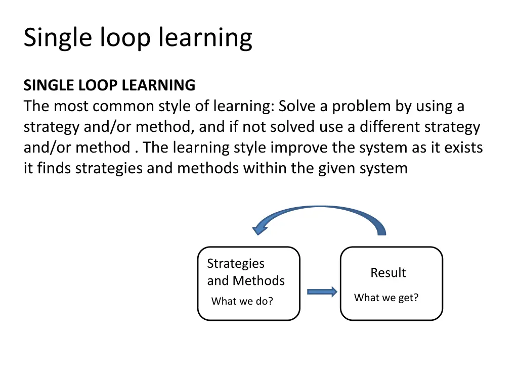 single loop learning