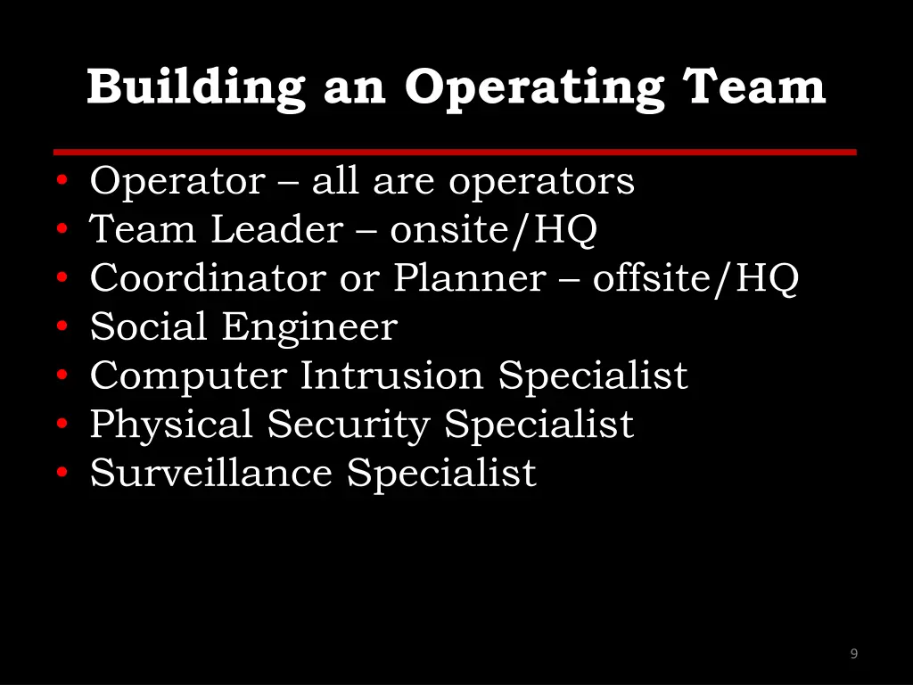 building an operating team