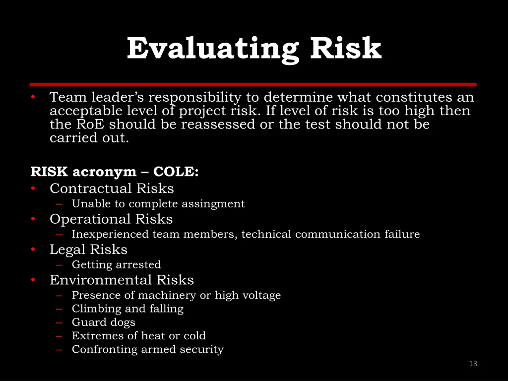 evaluating risk