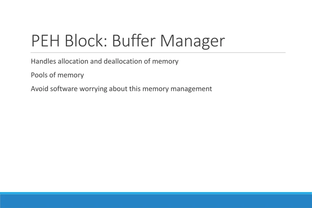 peh block buffer manager