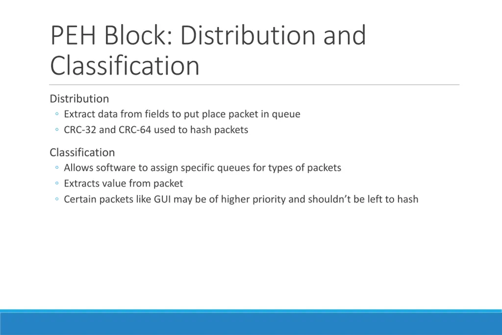 peh block distribution and classification