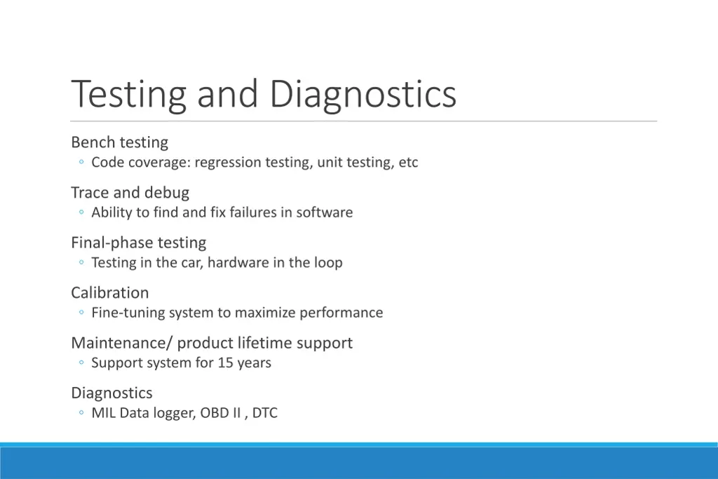 testing and diagnostics