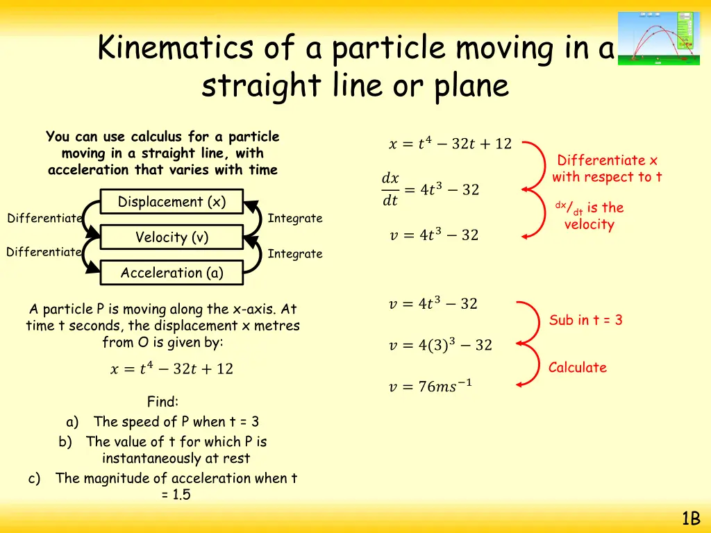 kinematics of a particle moving in a straight 22