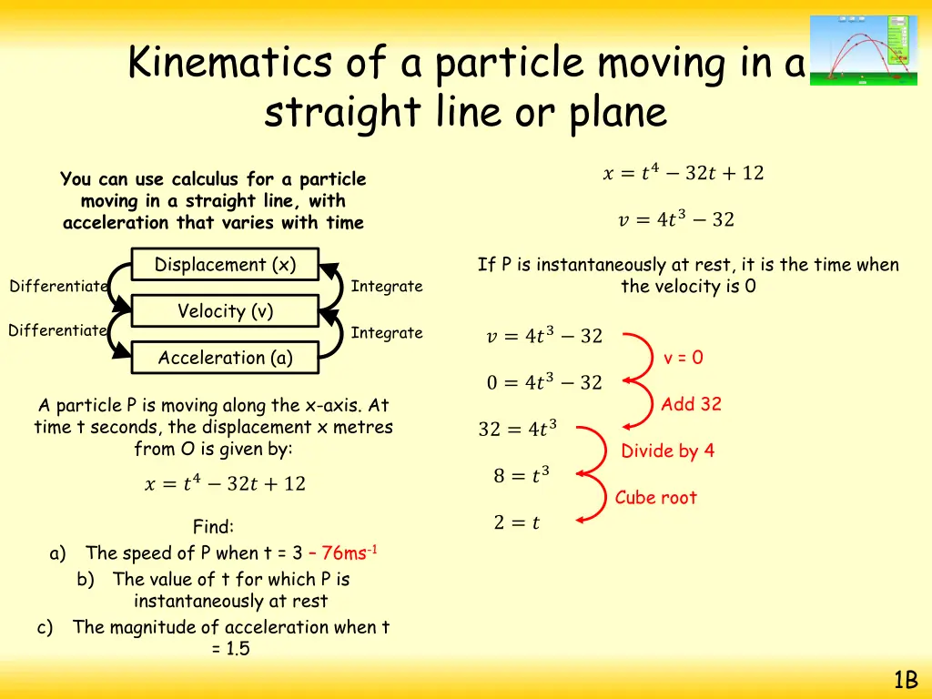 kinematics of a particle moving in a straight 23