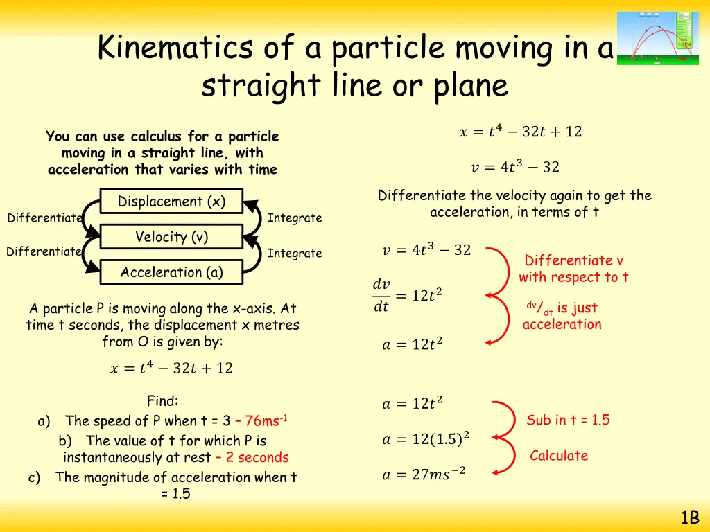 kinematics of a particle moving in a straight 24