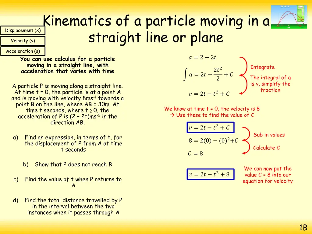 kinematics of a particle moving in a straight 28