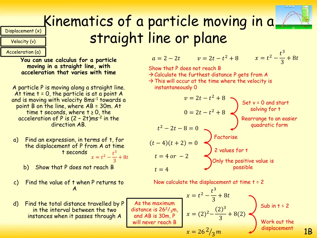 kinematics of a particle moving in a straight 30