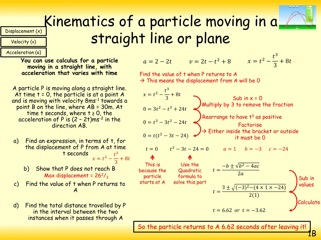 kinematics of a particle moving in a straight 31
