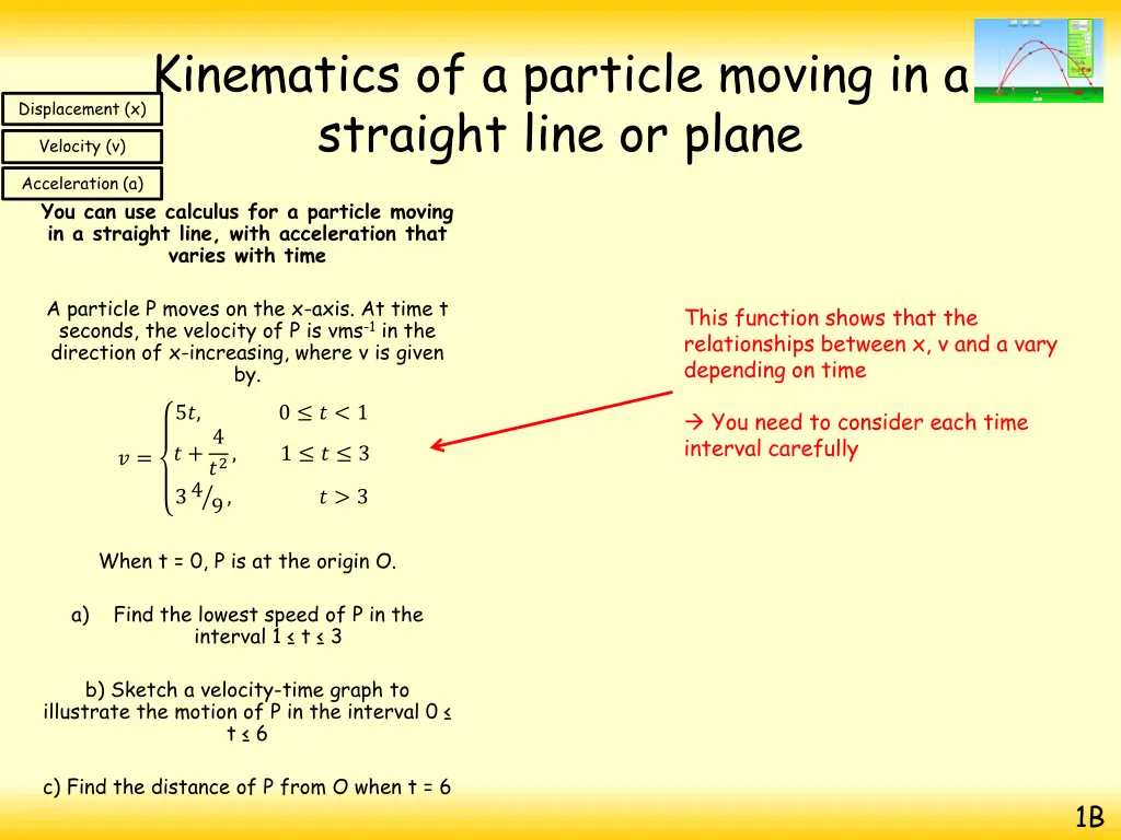 kinematics of a particle moving in a straight 34