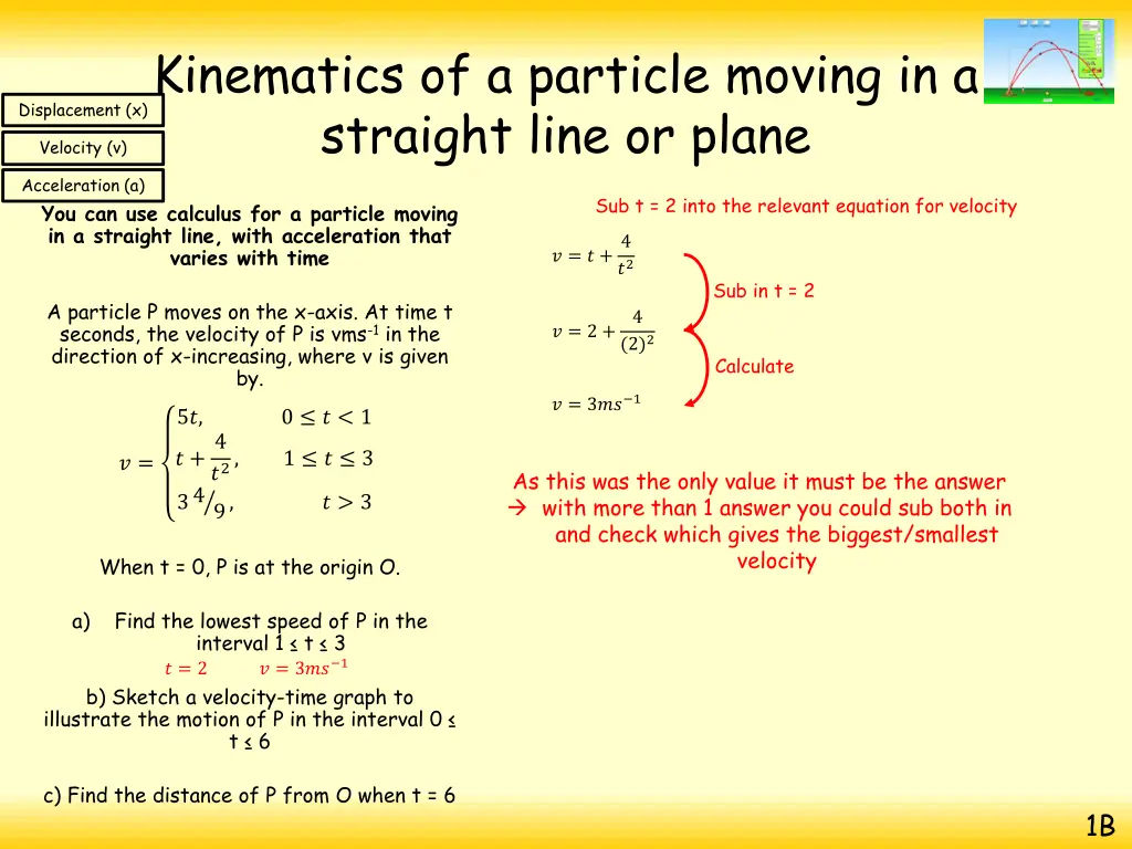 kinematics of a particle moving in a straight 36