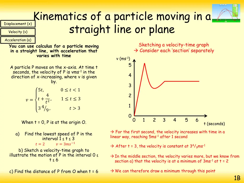 kinematics of a particle moving in a straight 37