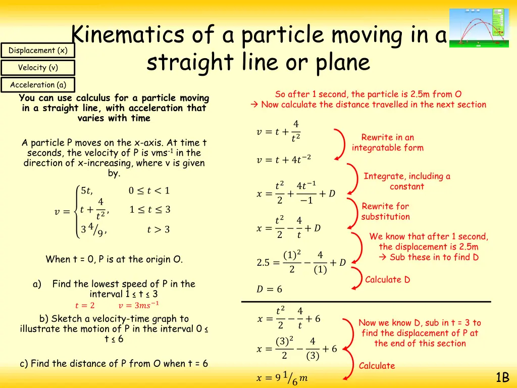kinematics of a particle moving in a straight 39