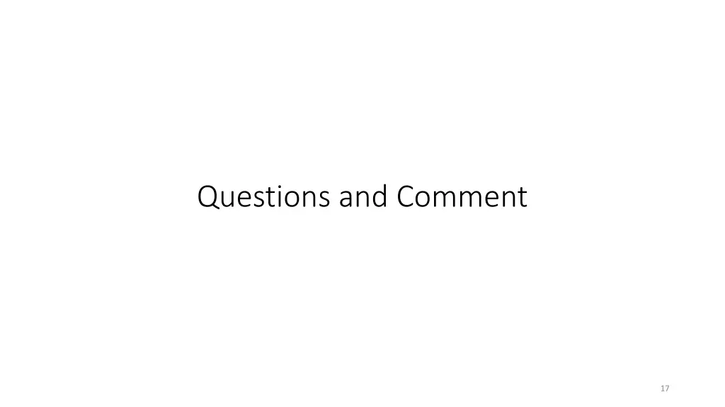 questions and comment