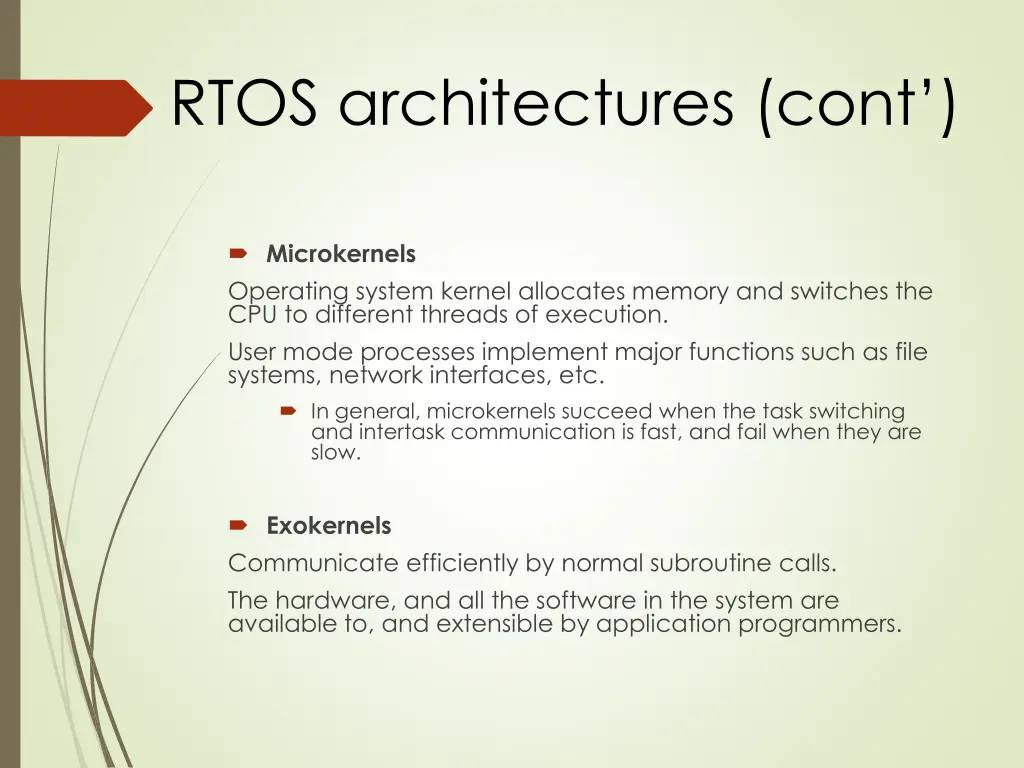 rtos architectures cont