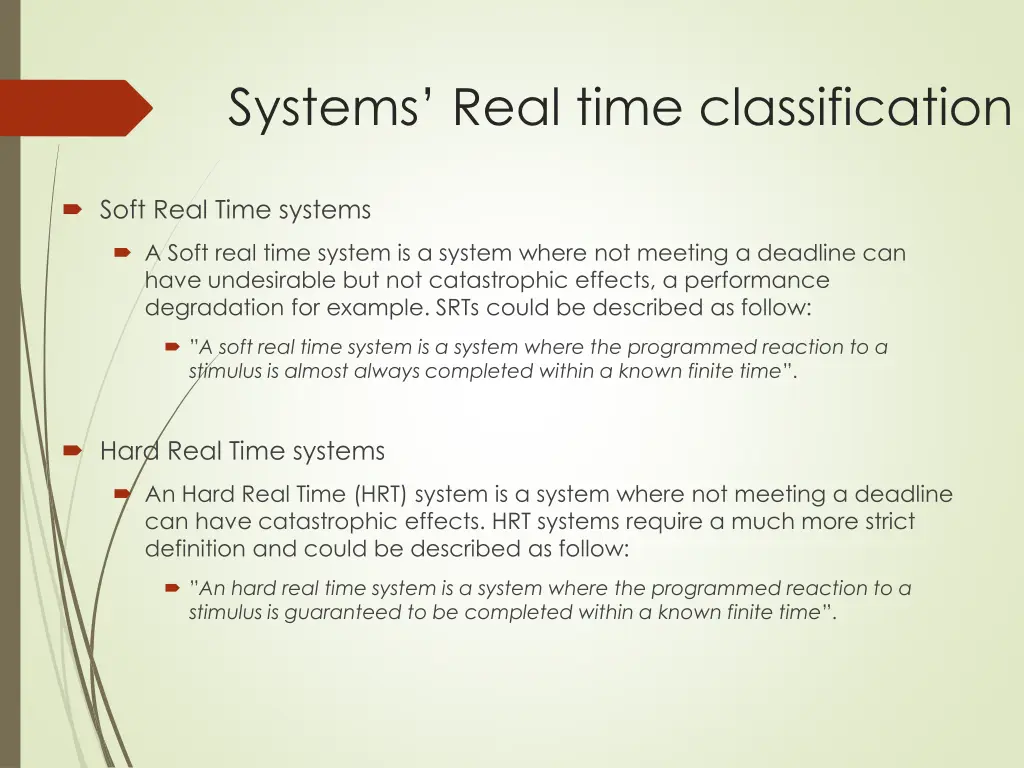 systems real time classification