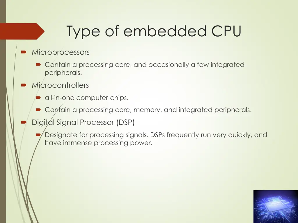 type of embedded cpu