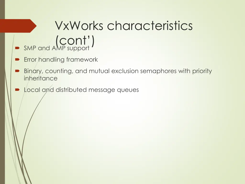 vxworks characteristics cont smp and amp support