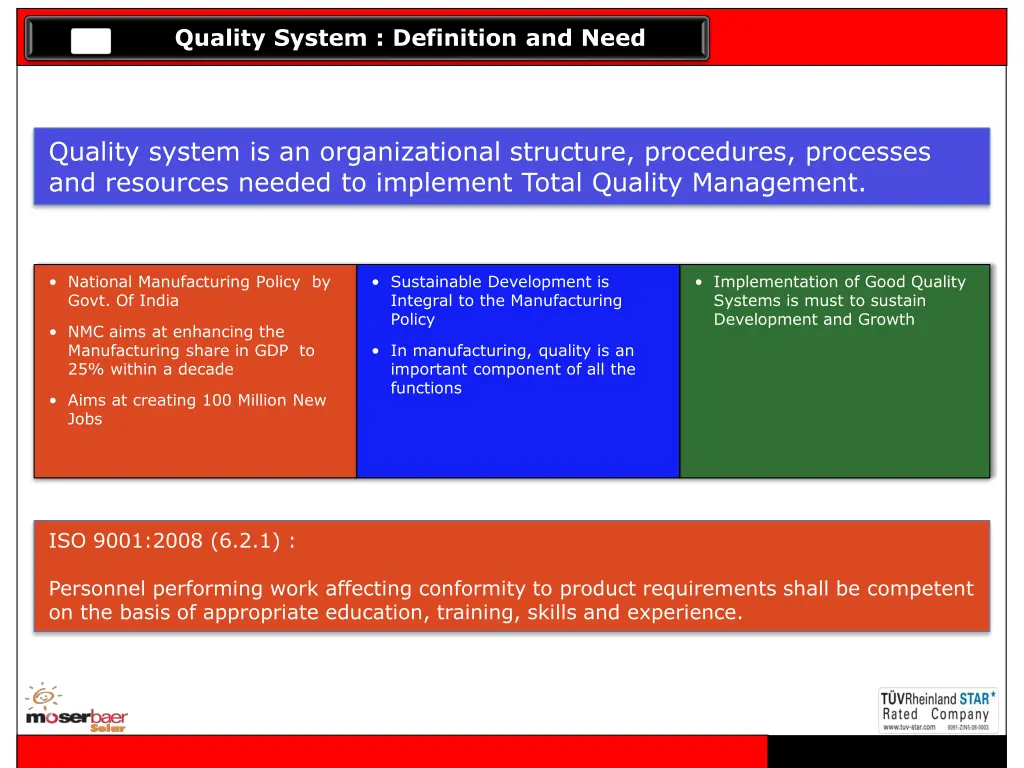 quality system definition and need
