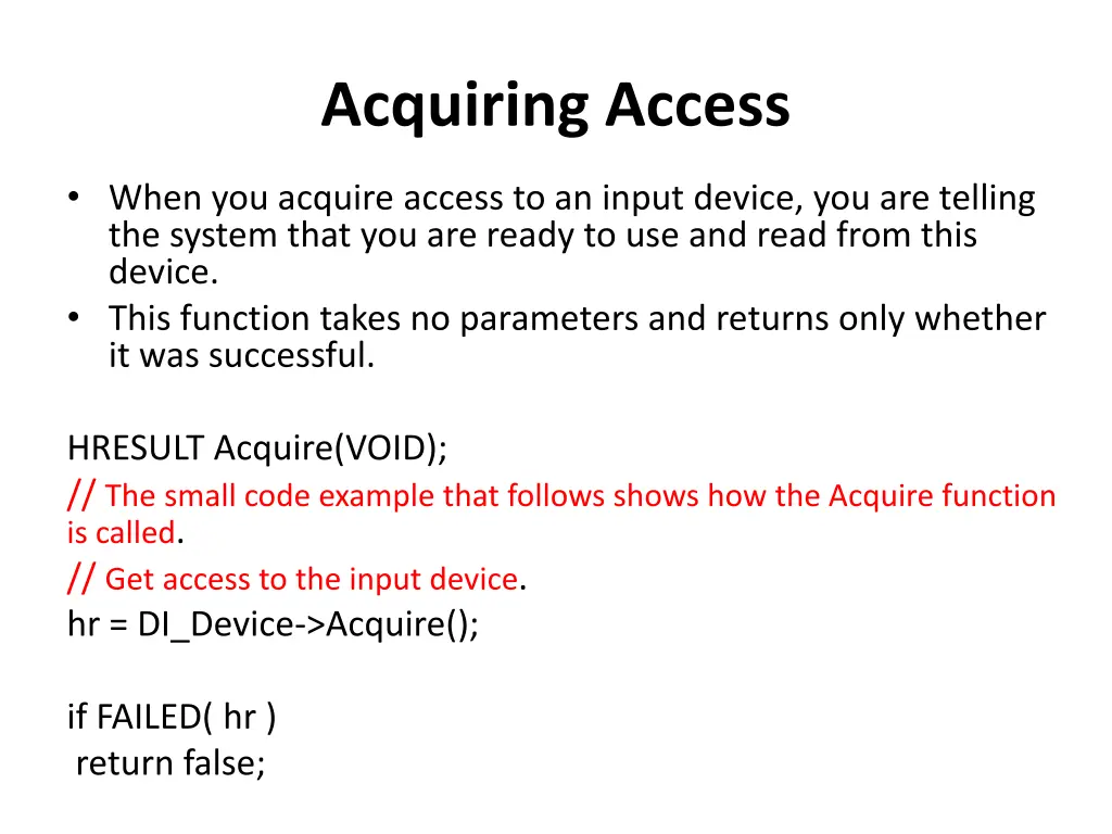 acquiring access