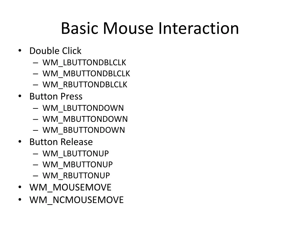 basic mouse interaction