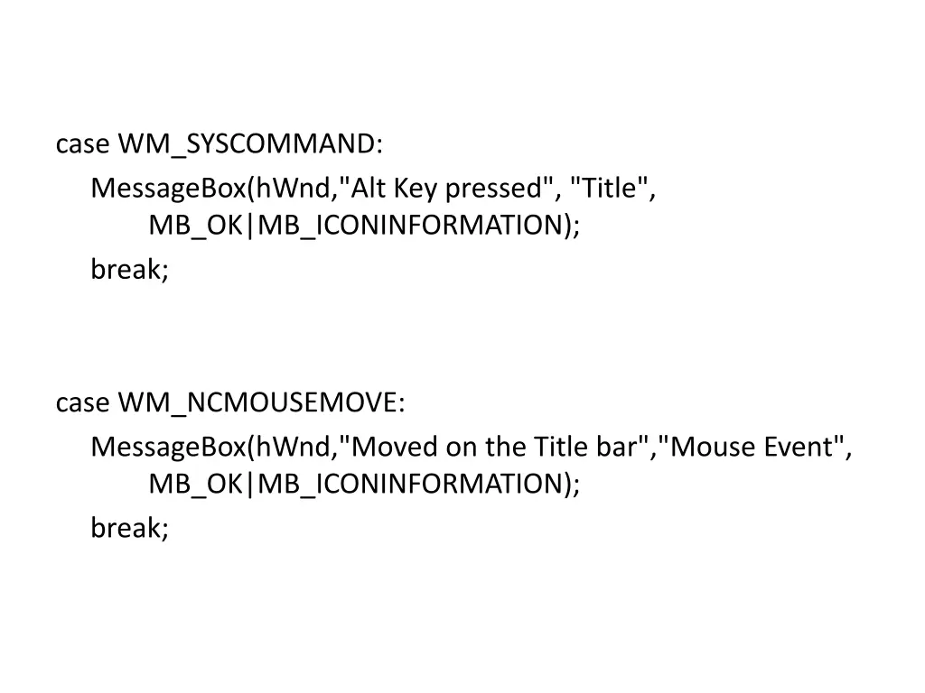 case wm syscommand messagebox hwnd