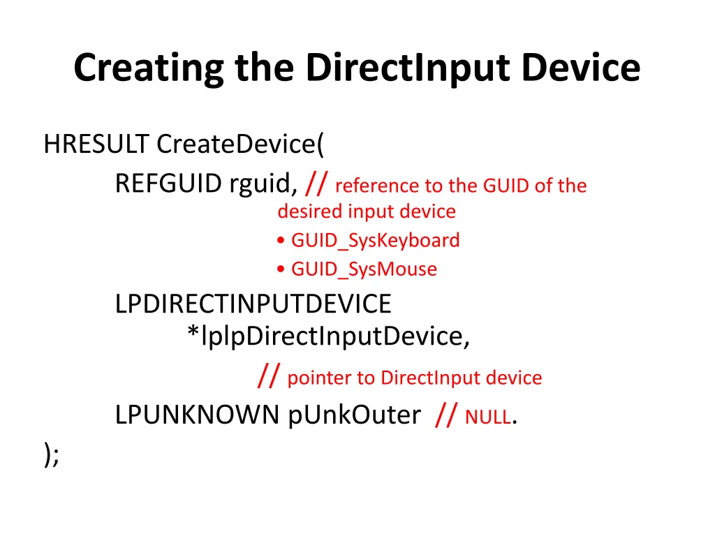 creating the directinput device
