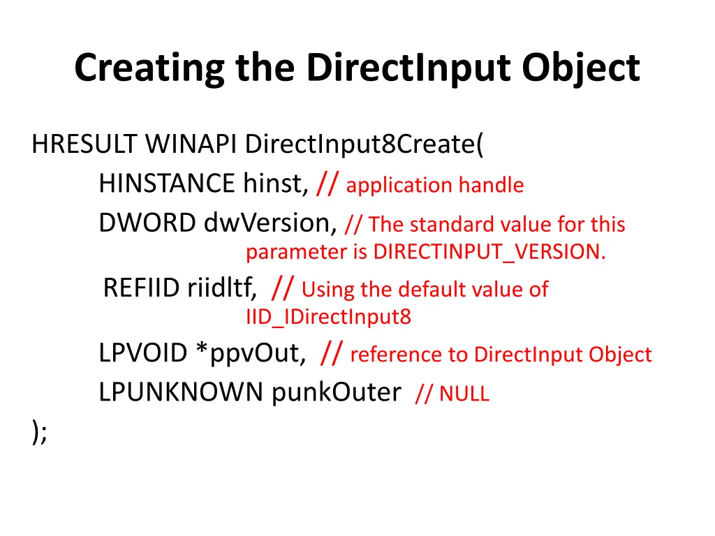 creating the directinput object