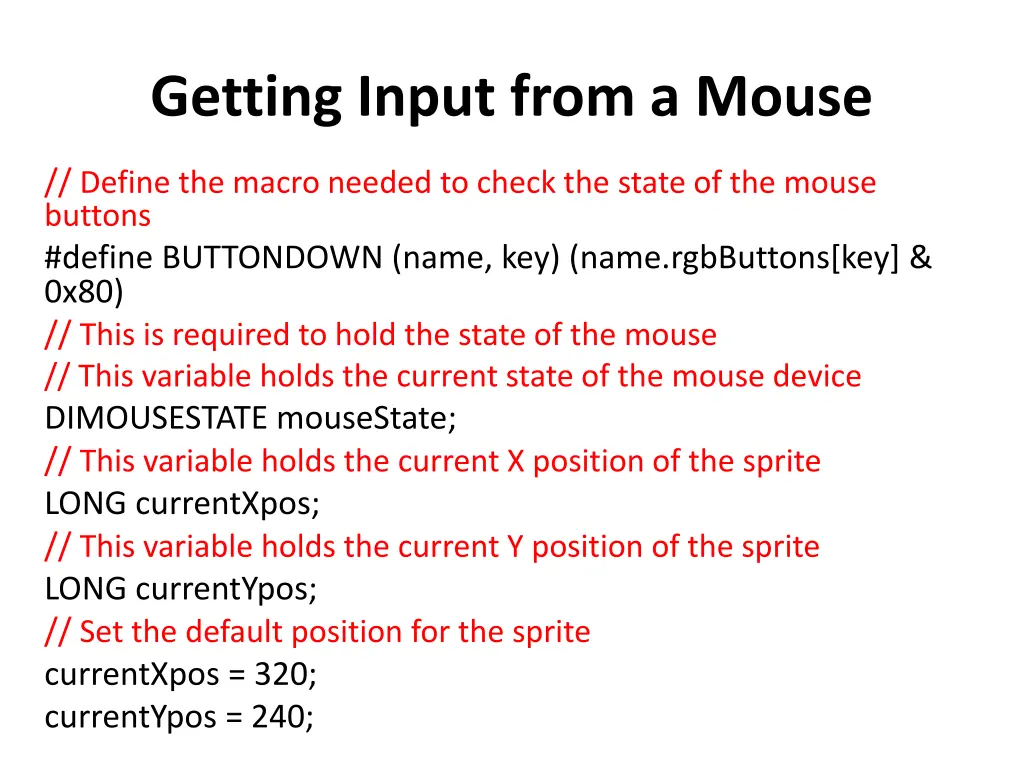 getting input from a mouse 1