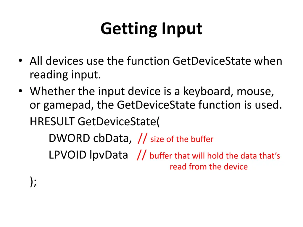 getting input