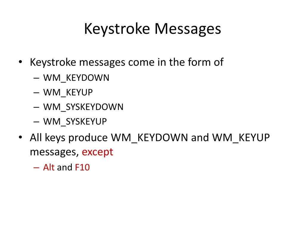 keystroke messages