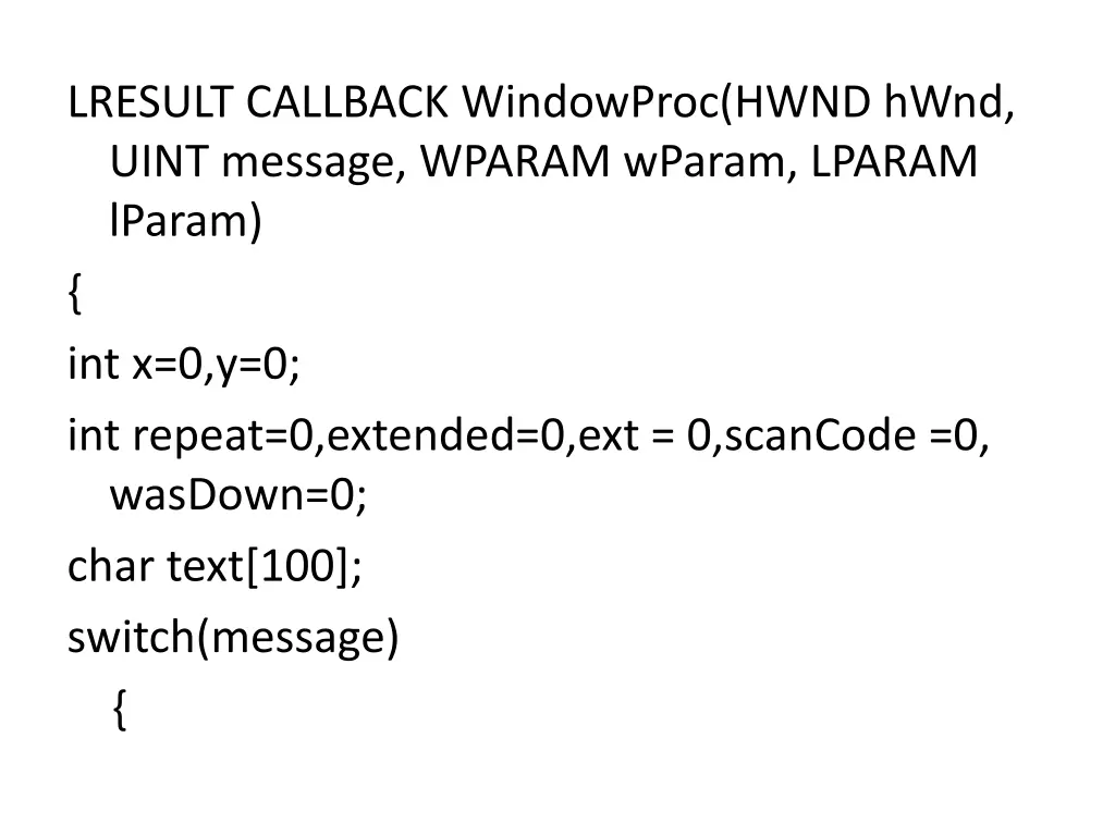 lresult callback windowproc hwnd hwnd uint