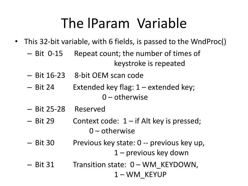 the lparam variable