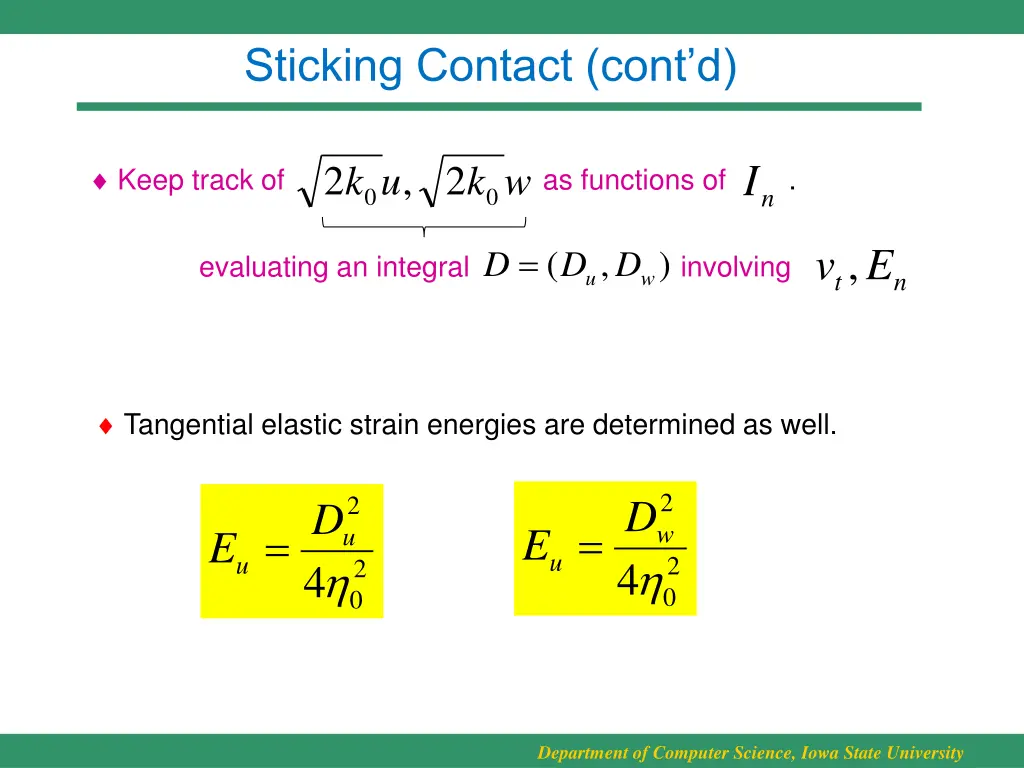 sticking contact cont d