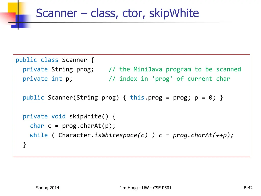 scanner class ctor skipwhite