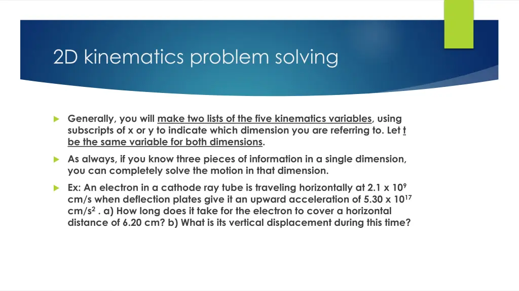 2d kinematics problem solving