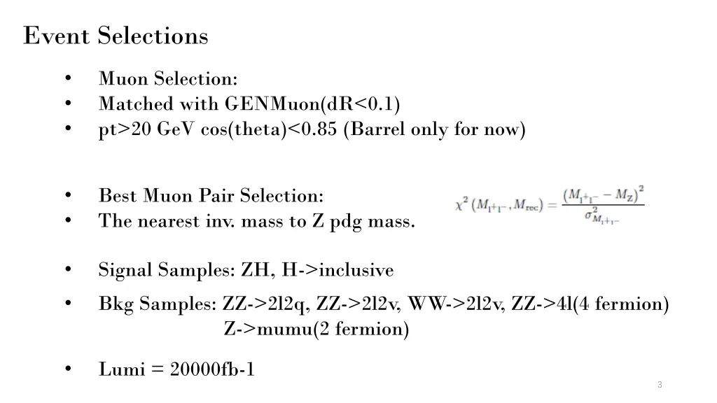 event selections