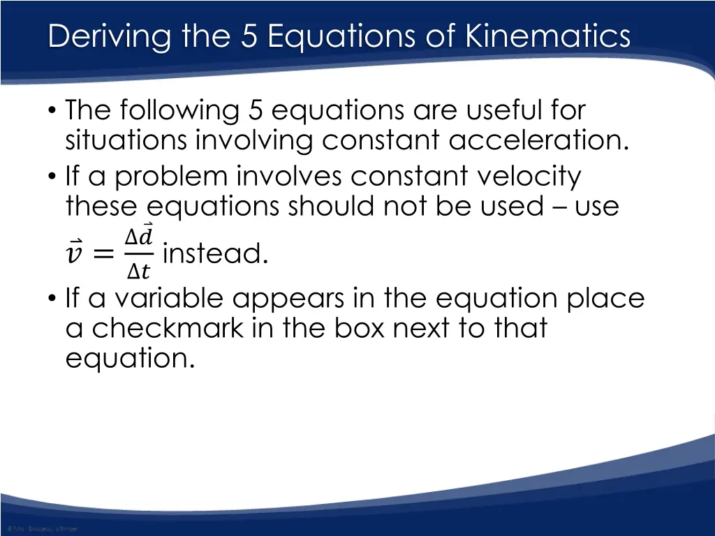 deriving the 5 equations of kinematics 3