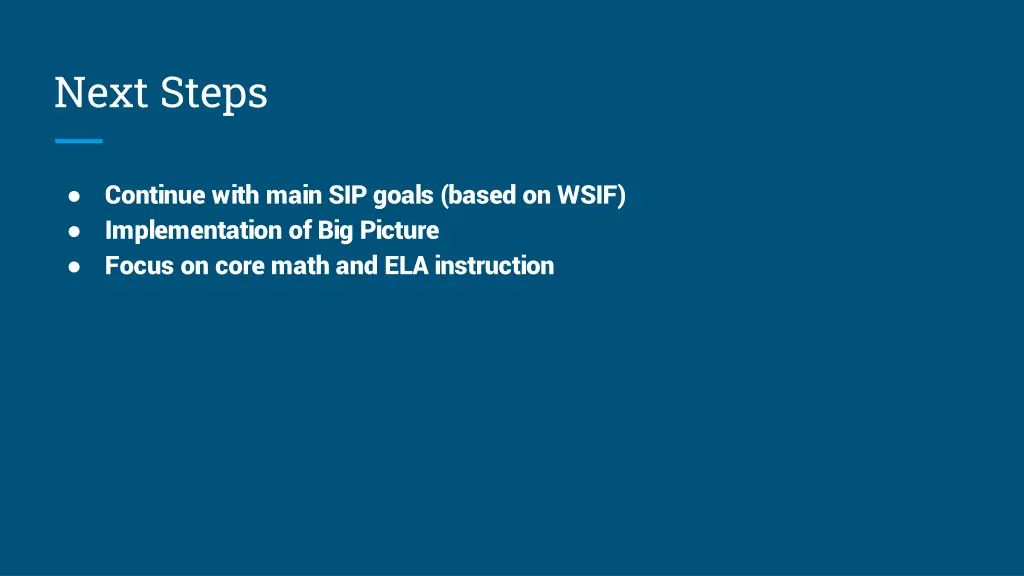 next steps