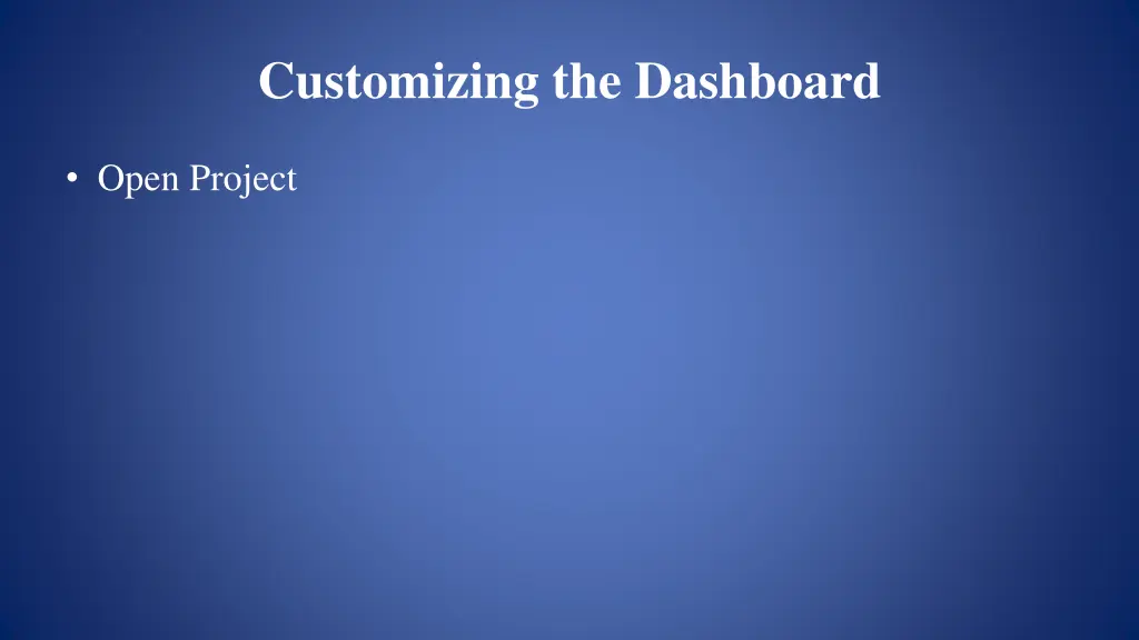 customizing the dashboard 1