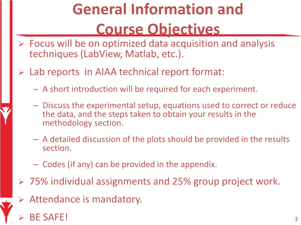 general information and course objectives focus