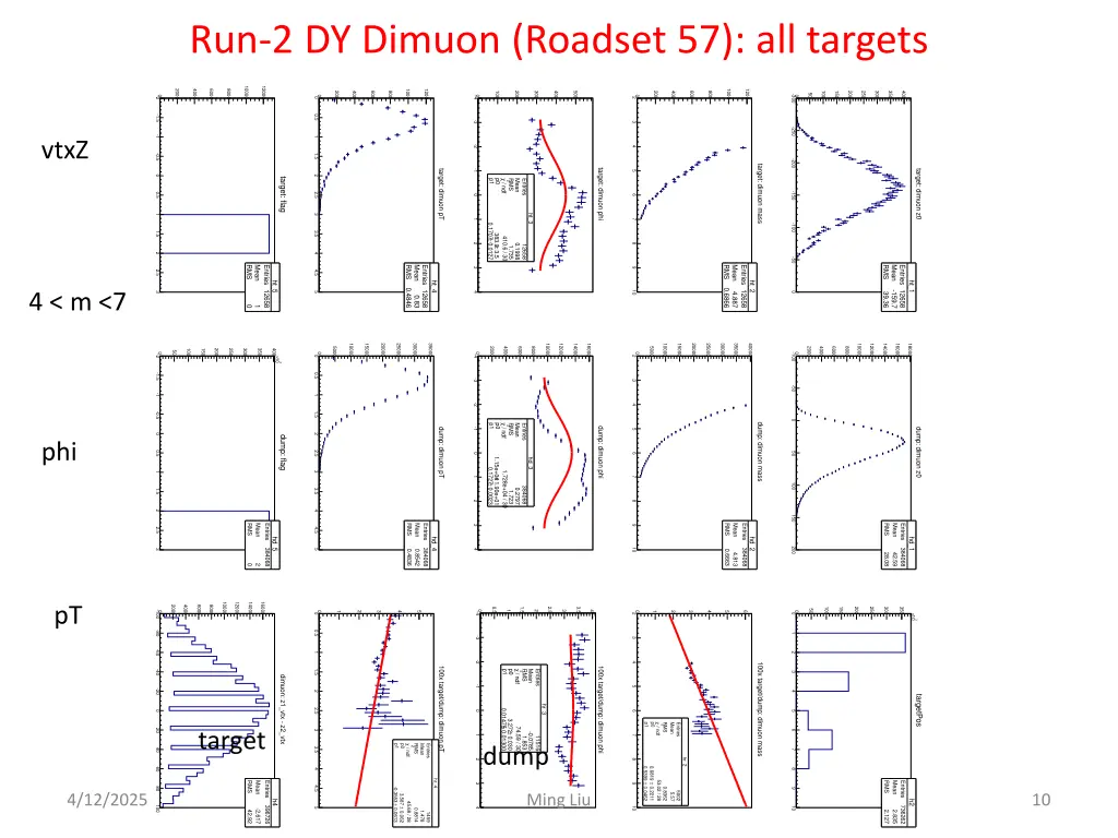 run 2 dy dimuon roadset 57 all targets