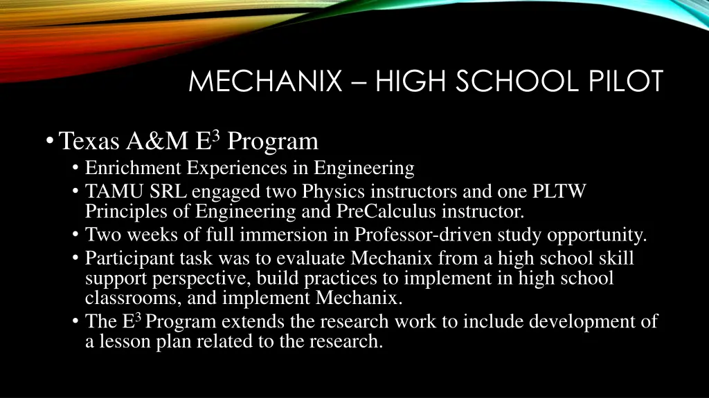 mechanix high school pilot 1