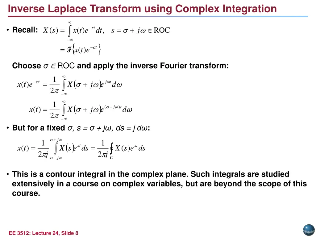 inverse laplace transform using complex