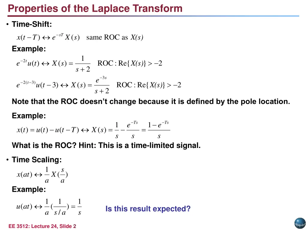 properties of the laplace transform
