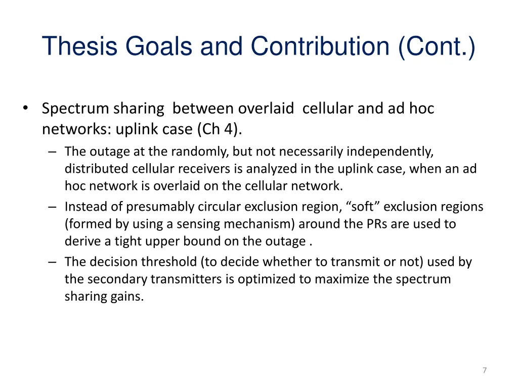 thesis goals and contribution cont