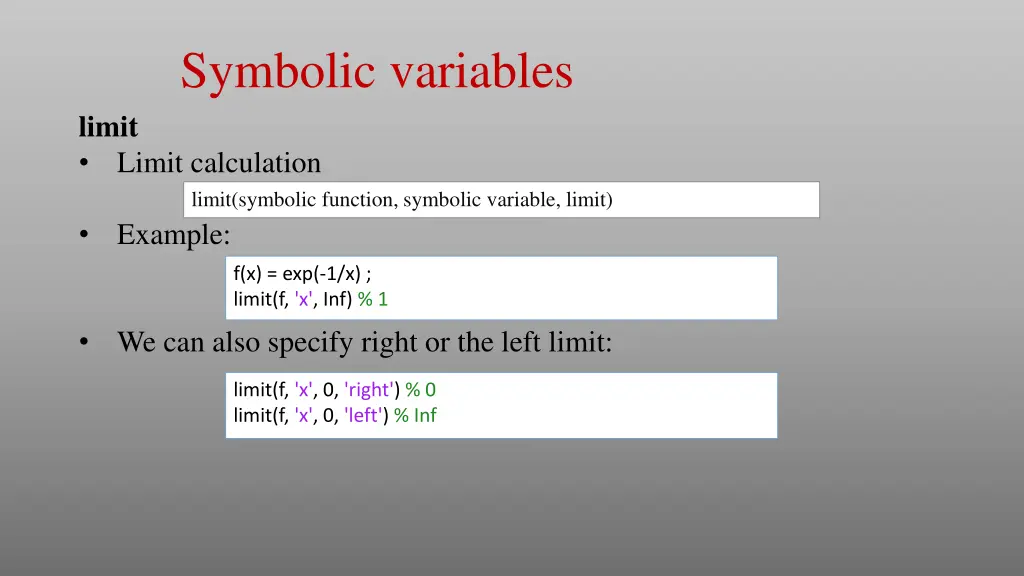 symbolic variables 2