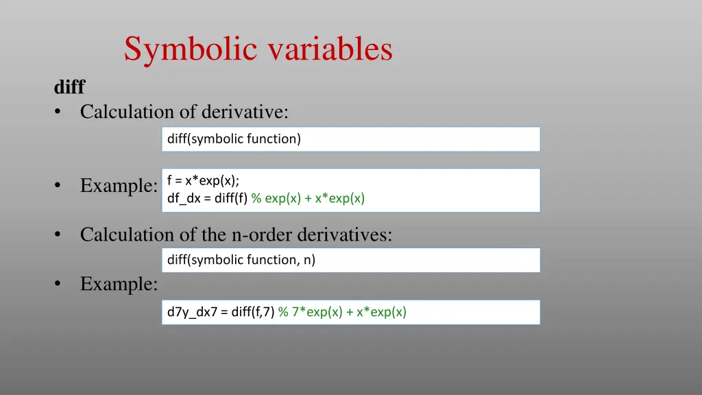 symbolic variables
