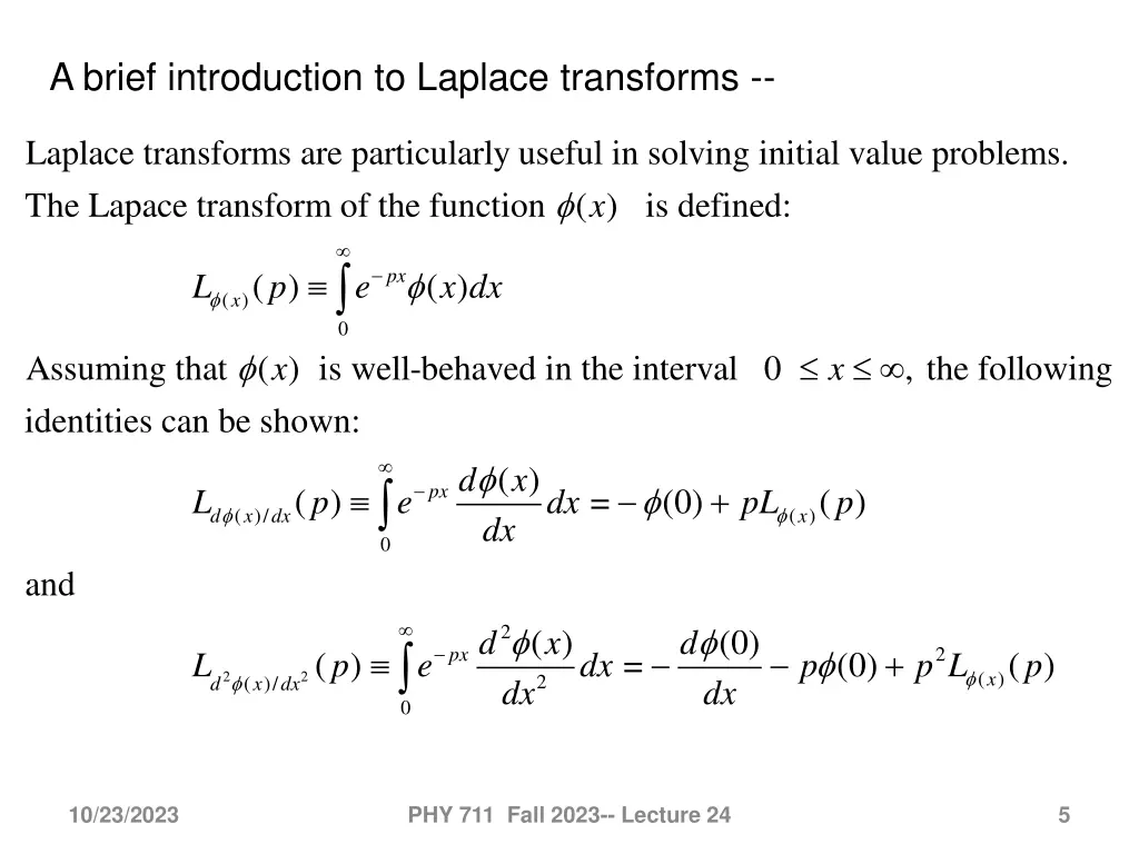 a brief introduction to laplace transforms