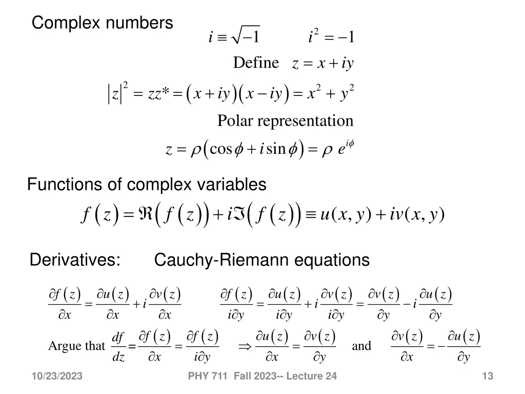 complex numbers
