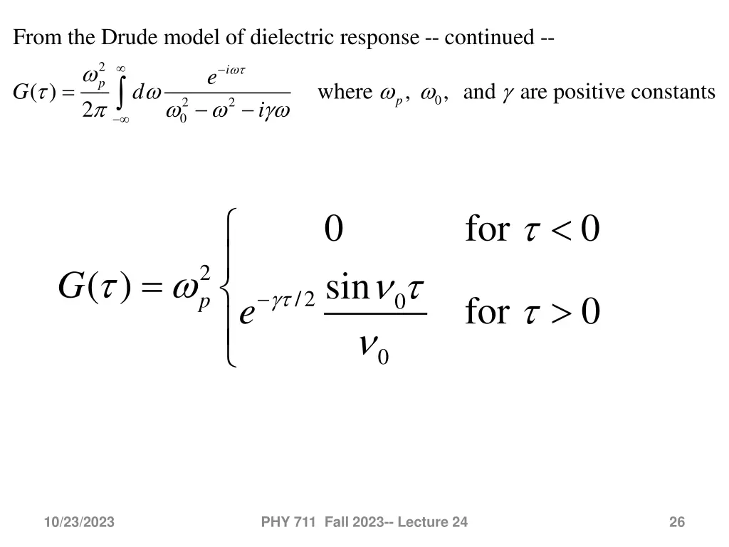 from the drude model of dielectric response contin